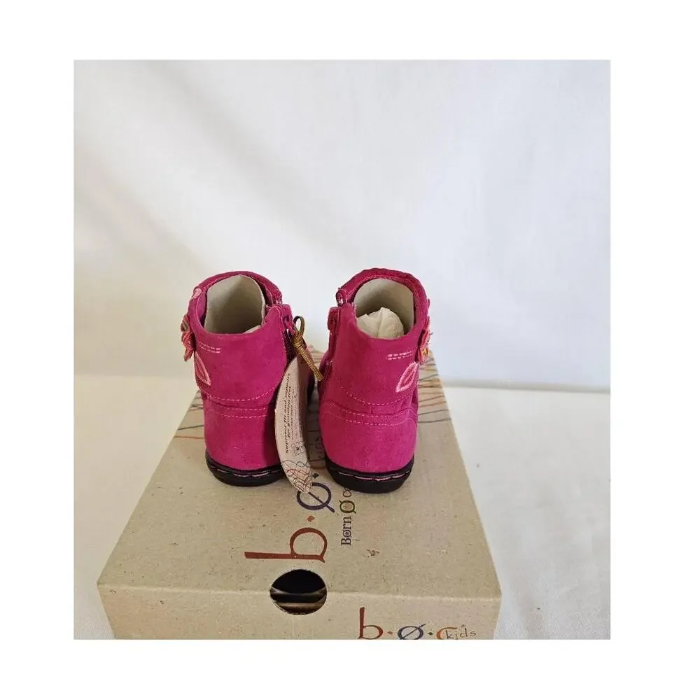 boc Boots Embroidered Fuchsia Bouquet Pink Faux Suede Soft footbed Toddler 6